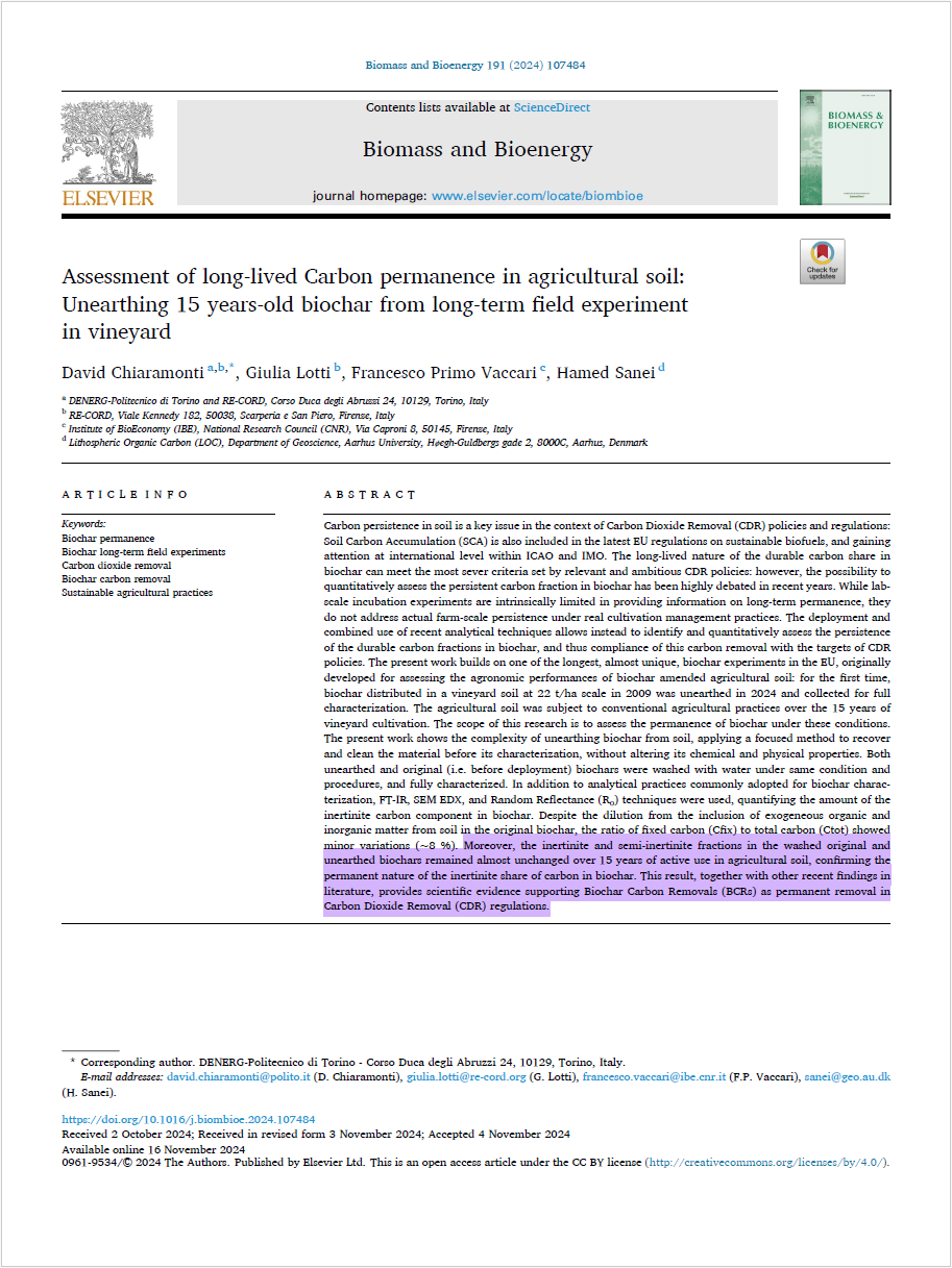 Biochar Permanence Study Front Page